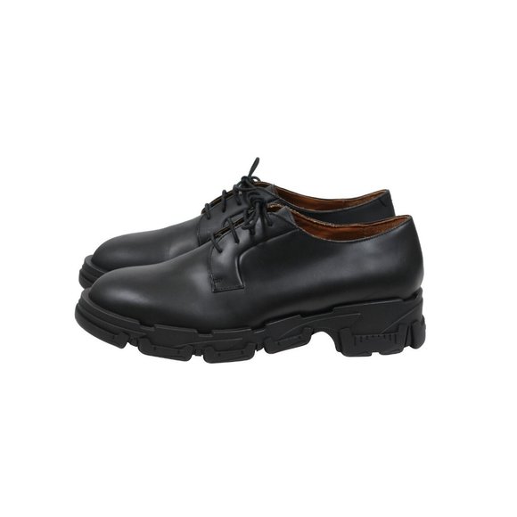 Lanvin Mens Derbys US 11.5 EU 44.5 Flat Black Leather Chunky Asymmetrical Sole